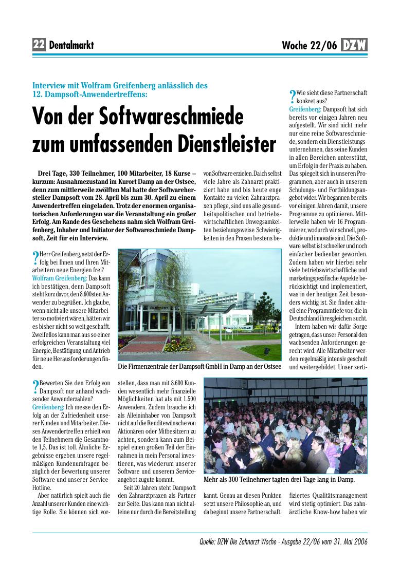 Interview mit Wolfram Greifenberg anlässlich des 12. Dampsoft-Anwendertreffens