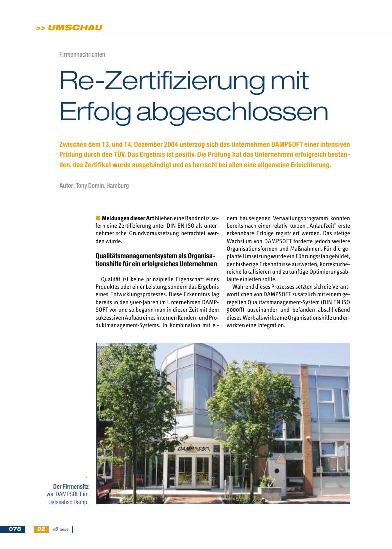 Re-Zertifizierung mit Erfolg abgeschlossen