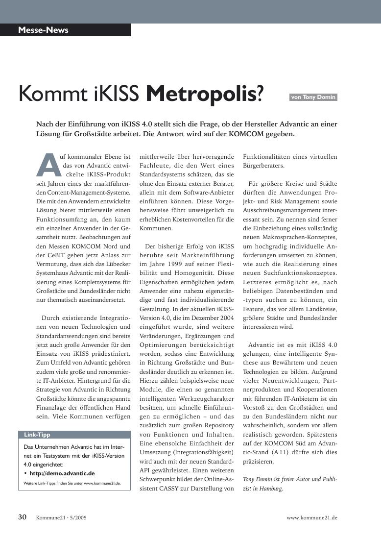 Messe-News – Kommt iKISS Metropolis?