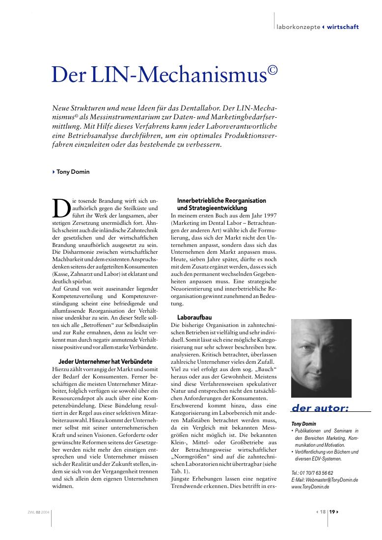 Der LIN-Mechanismus® – Neue Strukturen und neue Ideen für das Dentallabor