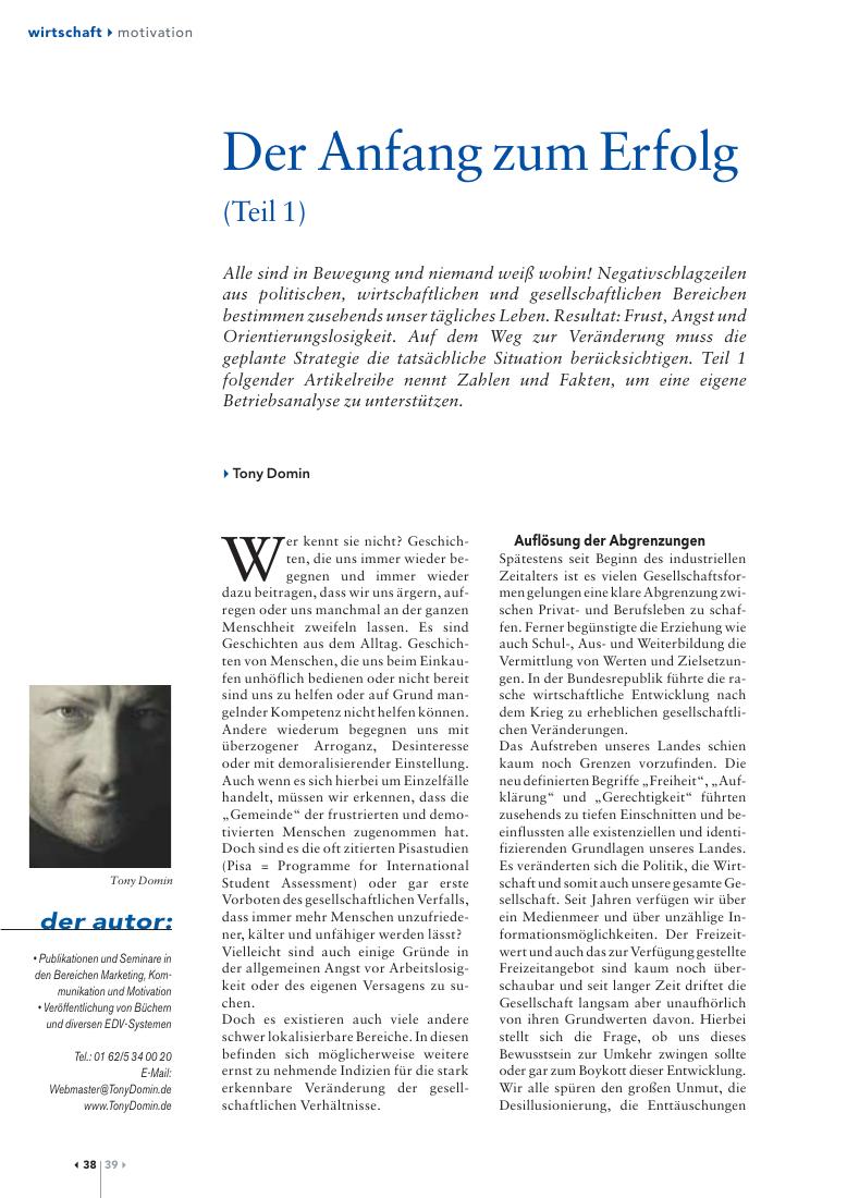 Der Anfang zum Erfolg – Teil 1
